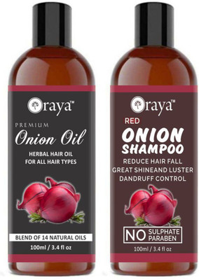 Oraya Premium ONION Hair oil and Red ONION Shampoo Combo pack of 2 bottles of 100 ml (2 Items in the set)(200)