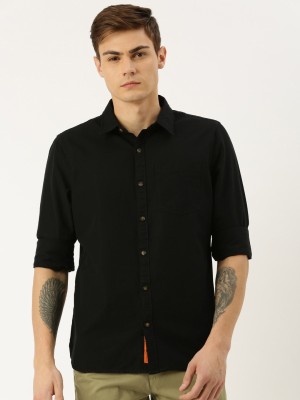 SINGLE Men Printed Casual Black Shirt