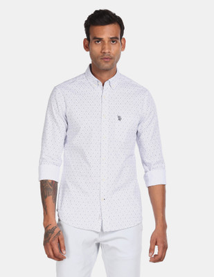 U.S. POLO ASSN. Men Printed Casual Blue Shirt