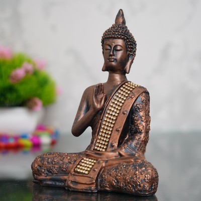 eCraftIndia Handcrafted Meditating Blessing Buddha Decorative Showpiece  -  20 cm(Polyresin, Brown)