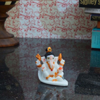eCraftIndia Lord Ganesha with Bun Decorative Showpiece  -  6.35 cm(Microfibre, White)