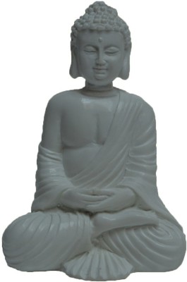 eCraftIndia Polyresin Pure White Resting Buddha on Knee Decorative Showpiece  -  10 cm(Polyresin, White)