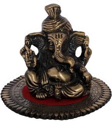 Flipkart SmartBuy Metal Phagdi Lord Ganesha on Round Base Decorative Showpiece  -  7 cm(Metal, Brown)