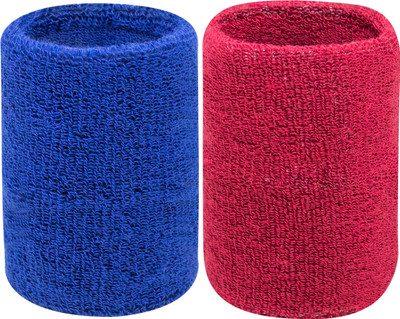 Neska Moda Cotton Wrist Band Fitness Band(Blue, Maroon, Pack of 2)