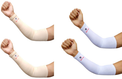 Glitter Cotton Arm Sleeve For Men & Women(Free, White, Beige)
