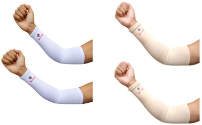 Glitter Cotton Arm Sleeve For Men & Women(Free, White, Beige)