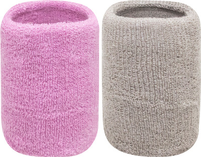 Neska Moda Cotton Wrist Band Fitness Band(Pink, Grey, Pack of 2)