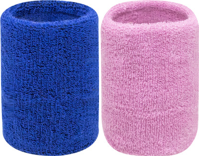 Neska Moda Cotton Wrist Band Fitness Band(Blue, Pink, Pack of 2)
