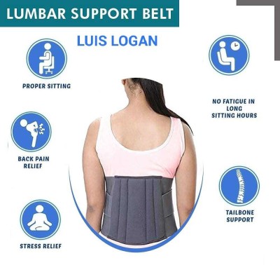 LUIS LOGAN Unisex LS Belt for Back Pain Relief-Compression|Dual Adjustable Straps (GREY,L) Back / Lumbar Support(Grey)