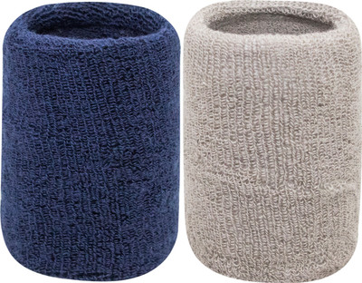 Neska Moda Cotton Wrist Band Fitness Band(Blue, Grey, Pack of 2)