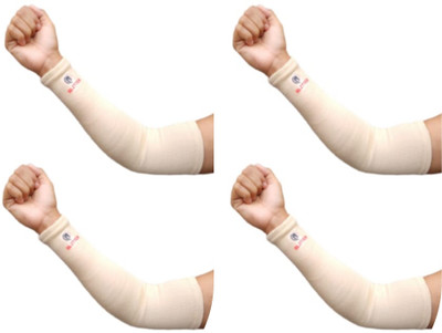 Glitter Cotton Arm Sleeve For Men & Women(Free, Beige)
