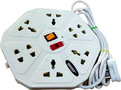 Skeisy sk-012-inox extension board with1 switch plus 8 socket one led with 3.5 yard wire capacity 6amp(white)(white) 8  Socket Extension Boards(White, 3 m)