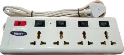Skeisy sk-036-inox extension board with 4 switch plus 4 socket one led with 3.5 yard wire capacity 6amp(white)(white) 4  Socket Extension Boards(White, 3 m)