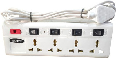 Skeisy rivox tech 4socket plus 4 switch zivo-inox extension board with 3 mtr wire 4 Socket Extension Boards (white) 8  Socket Extension Boards(White, 3 m)