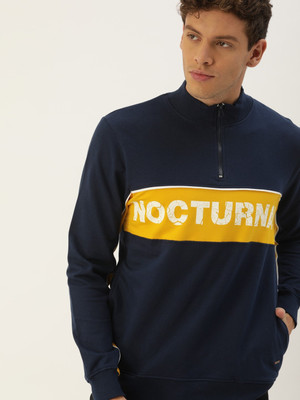 SINGLE Full Sleeve Self Design Men Sweatshirt