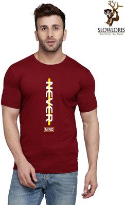 Cryptic Typography Men Round Neck Maroon T-Shirt