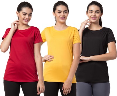 Bluecon Solid Women Round Neck Multicolor T-Shirt