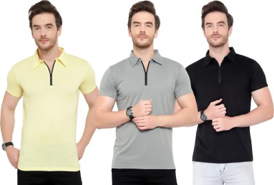 Tivy Solid Men Polo Neck Multicolor T-Shirt