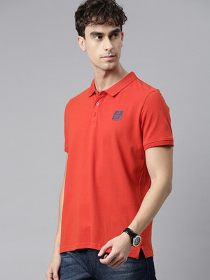 WROGN Solid Men Polo Neck Red T-Shirt