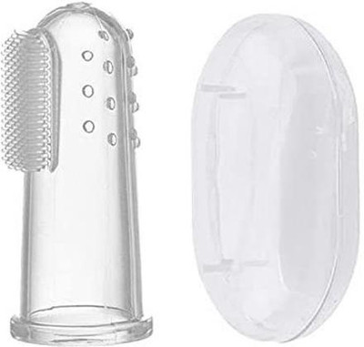 Aradent Pack Of 1 Silicone Baby Finger Brush and Tongue Cleaner With Case Teether(White)
