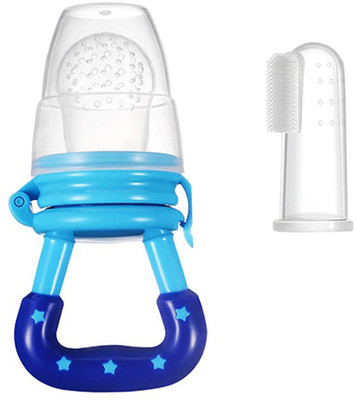 Aradent Pack Of 2 Pcs Silicone Baby Finger Brush and Fruit Feeder for babies1 Finger Brush, 1 Fruit Feeder Teether and Feeder(Multicolor)