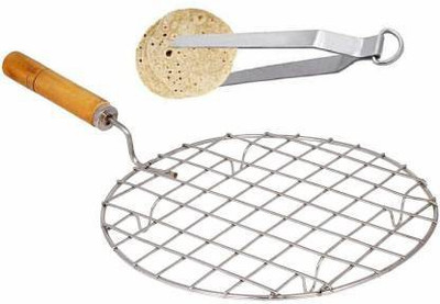 Kinoki Premium Quality Roaster_Chimta_Chimta_07 Tong With Roaster 01 27 cm Roasting Tong Set (Pack of 2) Premium Quality Roaster_Chimta_Chimta_07 Tong With Roaster 01 27 cm Roasting Tong Set (Pack of 2) 25 cm Roasting Tongs (Pack of 2) 25 cm Roasting Tongs(Pack of 2)