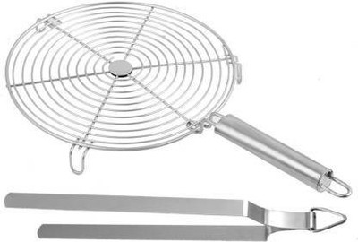 AG Enterprises Tong-Chimta-06 Net with Steel Tong, Stainless Steel Wire Roaster, Papad Jali,Roti Grill,Chapati Grill Round Roaster Roasting Net with Steel Tong, 27 cm NA Tong Set(Pack of 2)