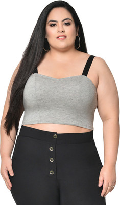 wild U Party Sleeveless Solid Women Grey Top
