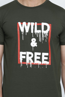 Hipsters Fashion Printed Men Round Neck Dark Green T-Shirt