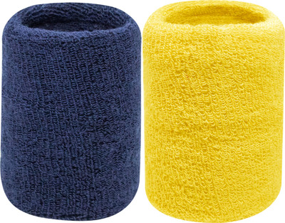Neska Moda Cotton Wrist Band Fitness Band(Blue, Yellow, Pack of 2)