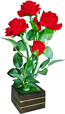 zonezer Artificial red rose flower for home decor decoration with wood pot low price plant in real look.Best in market for office tables and balcony. Red Rose Artificial Flower with Pot(7.8 inch, Pack of 1, Flower with Basket) zonezer Artificial red rose flower for home decor decoration with wood pot low price plant in real look.Best in market for office tables and balcony. Red Rose Artificial Flower with Pot(7.8 inch, Pack of 1, Flower with Basket)