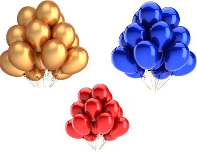 Vail Creations Solid Gold Red Blue Balloons Pack of 50 Balloon(Red, Gold, Blue, Pack of 50)