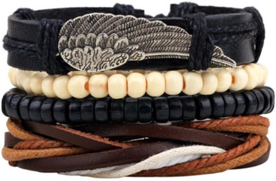 Tinera Trends Leather Bracelet Set(Pack of 4)