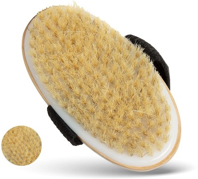 Accessorilia Bath Brush with strap for Dry Brushing Wooden Wet & Dry Brush for Cellulite & Lymphatic Natural Boar Bristles Removes Dead Skin Improves Blood Circulation Brush Head with Strap