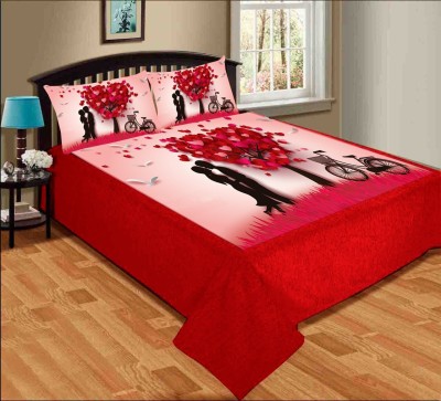 homester home 180 TC Velvet Double 3D Printed Flat Bedsheet(Pack of 1, Multicolor)