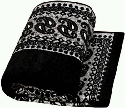 THE FRESH LIVERY Black Chenille Carpet(5 ft,  X 7 ft, Rectangle)