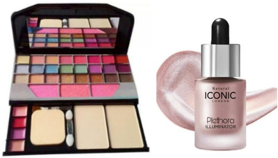 Plethora 6155 Makeup kit & Illuminator Liquid Highlighter (Shine) Pack of 2(2 Items in the set)