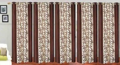 Mclimb 152.1 cm (5 ft) Polyester Semi Transparent Window Curtain (Pack Of 5)(Floral, Brown)