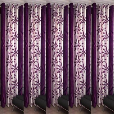 Mclimb 152.1 cm (5 ft) Polyester Semi Transparent Window Curtain (Pack Of 5)(Floral, Purple)