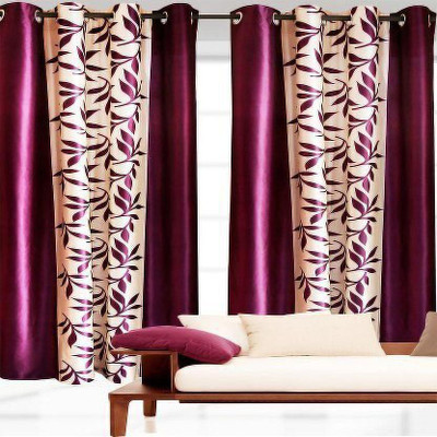 Mclimb 213.42 cm (7 ft) Door Polyester Semi Transparent Curtain (Pack Of 5)(WN7A, Floral)
