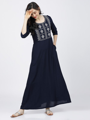 Vishudh Women Maxi Blue Midi/Calf Length Dress