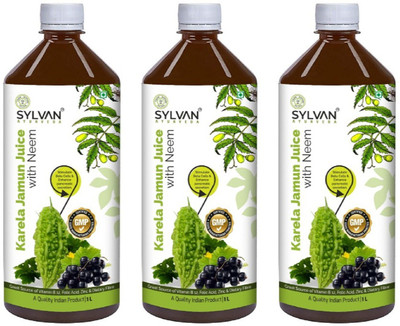 SYLVAN AYURVEDA KARELA JAMUN NEEM JUICE I VALUE PACK OF 3 PCS.(3 x 1000 ml)
