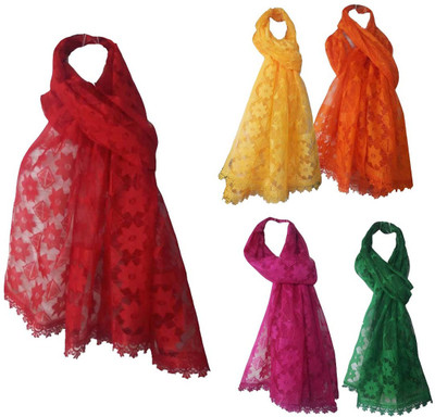 shakti Net Self Design Women Dupatta