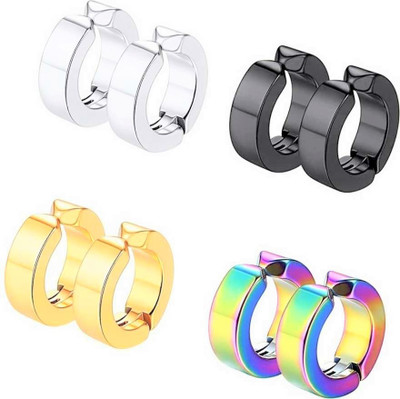 shivay Mens Earring & Women Earring Fashion Multi jewellery Valentine Platinum Black Blue Golden Silver Surgical Plug Hoop Ear piercing Studs stainless Steel Jewelry Stylish Fancy Party wear casual High Gold Polish Daily use simple Magnet non Pierced Round pressing Dumbell Multicolor press Mahadev M