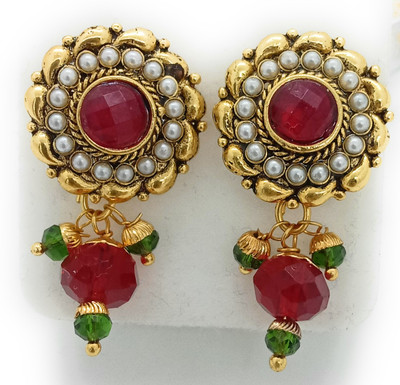 ZEWAR Zewar Charming Stud Earring For Women(Multicolor) Pearl, Beads Brass Stud Earring