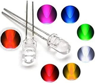 gobagee 5mm Clear (Transparent) LED Pack-Basic-Ultimatum (Light Emitting Diode) White,Green,Red,Yellow,Blue,Pink,Orange Color Each 20Pcs Mix 7Colours Total -140Pcs Electronic Components Electronic Hobby Kit
