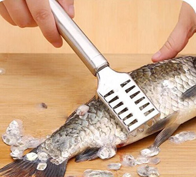 jigpa Fish Scaler Brush,Fish Scaler Remover with Stainless Steel , Handle Design Fish Scaler(Pack of 1)