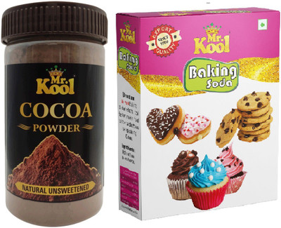 Mr.Kool Cocoa Powder, Baking Soda 200g Pack of 2 for Cake Baking (100g Each) Combo(100-100)