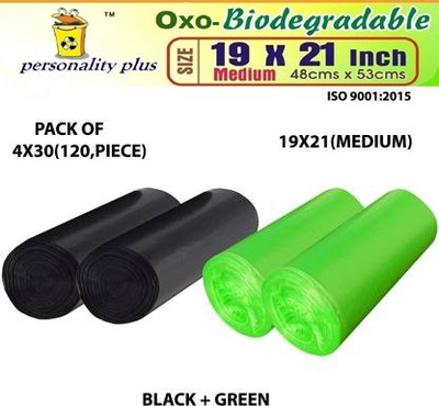 PERSONALITY PLUS 19x21 inches Dustbin bag Biodegradable Medium 10 L Garbage Bag  Pack Of 120(120Bag )
