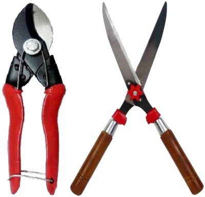 AGT Heavy Cutter for Gardening, Garden Shears Heavy Cutter and German cutter for Gardening Bypass Pruner (Manual) Heavy Cutter for Gardening and German Cutter Garden Shears Heavy Cutter for Gardening Bypass Pruner Garden Tool Kit(2 Tools)